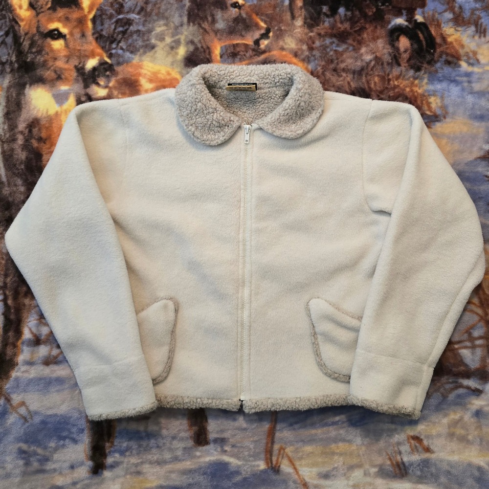 Vintage Avalanche Wear Malden Mills Polarfleece White Zip Up Womens sz Large